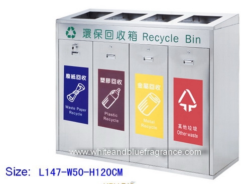 AM-83:ถังขยะสแตนเลสแยกประเภท 4 ช่อง 
Four Classification Bins